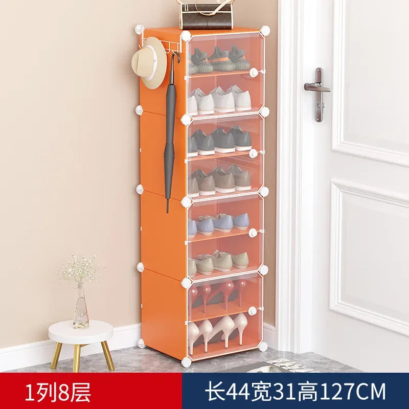 Armoire de rangement pour chaussures domestique T1, étagère multicouche durable, entrée dans la porte contre le mur, meuble de bain