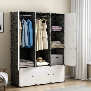 Armoires pliantes pour vêtements, armoire à cube en plastique assemblée, armoire portable modulaire de rangement