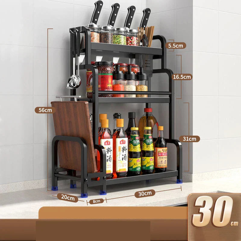 Étagères à épices T1, 2/3 couches, rangement de cuisine, étagère d'assaisonnement, condiments, couteau, porte-planche à découper, égouttoir, accessoires de rangement