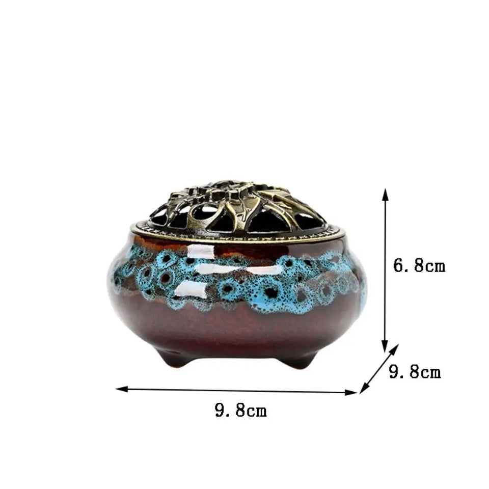 Brûleur d'encens en céramique de bon augure, changement de couleur de four, disque de glaçure, document d'abonnés, décoration de la maison