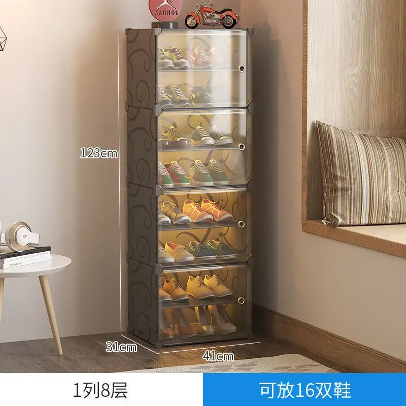 Armoire de rangement pour chaussures domestique T1, étagère multicouche durable, entrée dans la porte contre le mur, meuble de bain