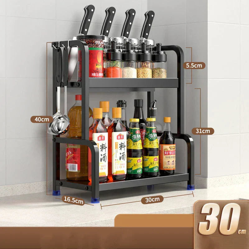Étagères à épices T1, 2/3 couches, rangement de cuisine, étagère d'assaisonnement, condiments, couteau, porte-planche à découper, égouttoir, accessoires de rangement
