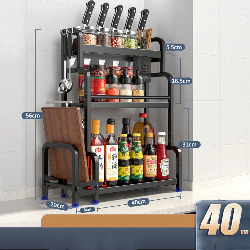 Étagères à épices T1, 2/3 couches, rangement de cuisine, étagère d'assaisonnement, condiments, couteau, porte-planche à découper, égouttoir, accessoires de rangement