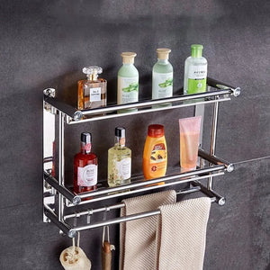 Étagère de salle de bain murale, support de rangement Simple pour salle de douche, Installation sans trou en métal