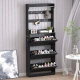 Armoire à chaussures en bois cachée, armoire à chaussures autoportante, armoire de rangement à chaussures blanche, armoire d'entrée et de couloir, 3 fermetures à rabat