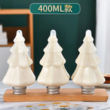 Sapin de Noël en plastique HI avec couvercle, chapeau créatif, écharpe, décor, clics transparents, récipient à boissons, café, jus, 400ml, 10 pièces