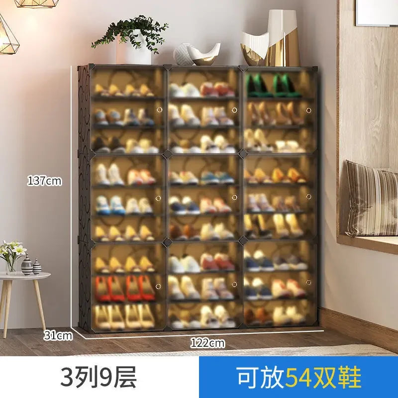 Armoire de rangement pour chaussures domestique T1, étagère multicouche durable, entrée dans la porte contre le mur, meuble de bain
