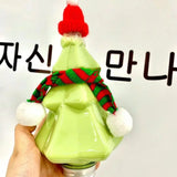 Sapin de Noël en plastique HI avec couvercle, chapeau créatif, écharpe, décor, clics transparents, récipient à boissons, café, jus, 400ml, 10 pièces